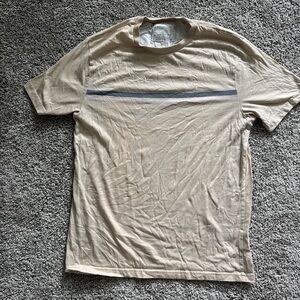 Denim & Flower Beige Tee with Blue Accent